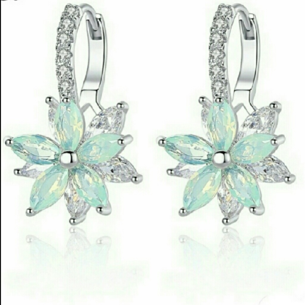 WGP Sterling stamped white Opal/sapphire earrings